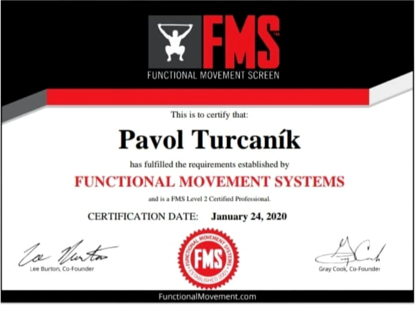 FMS Level 2 certifikát Pavla Turcaníka s dátumom 24. januára 2020
